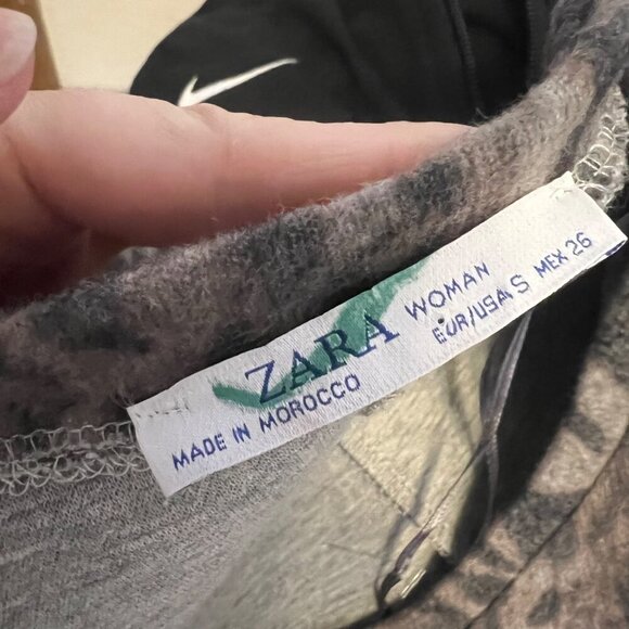 Zara Gray Short Sleeve Animal Print Drop Waist‎ Shift Dress Size Small - Picture 5 of 6